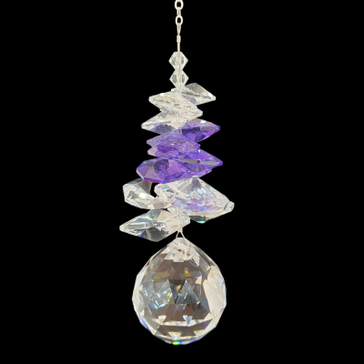 Crystal Suncatcher Sphere with purple cluster